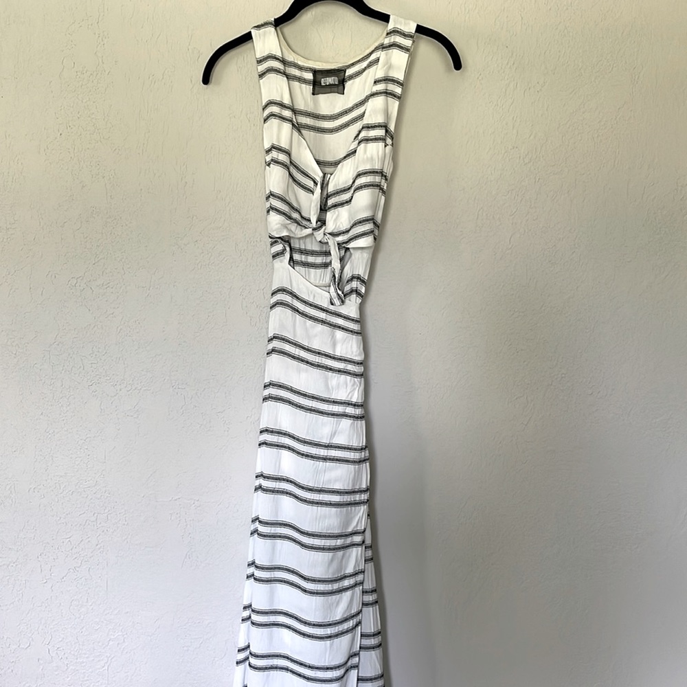 Reformation Tie Front Cut-Out Striped Summer Maxi Dress